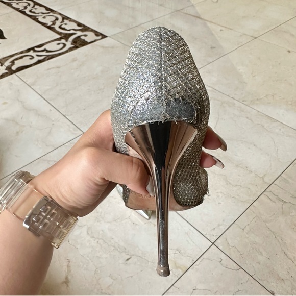 Jimmy Choo Silver Champagne Love 100 Pumps Heels 37.5 - Picture 8 of 12